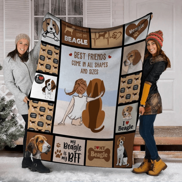 Best Friends Comes In All Shapes And Sizes Beagle Dog Fleece Blanket - Image 2