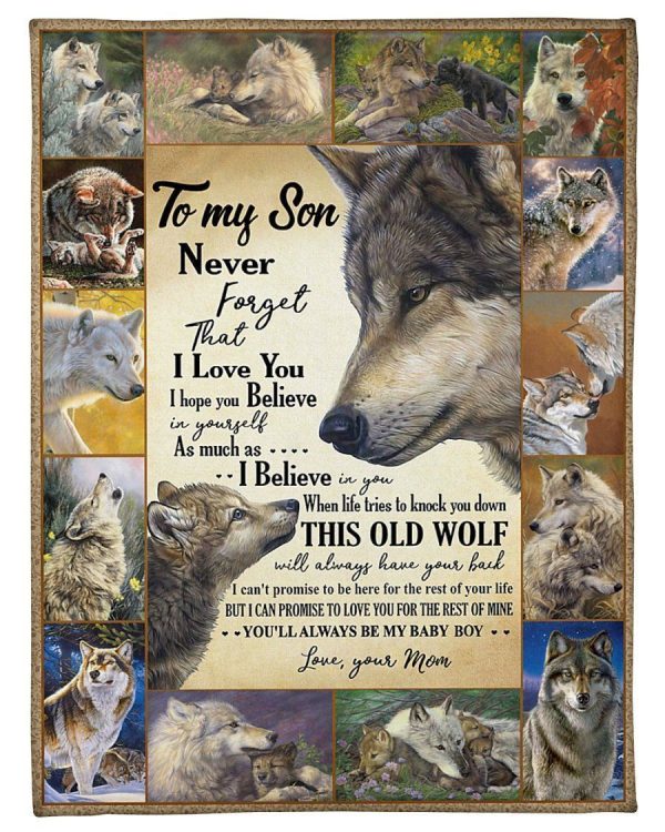 Never Forget That I Love You Old Wolf Blanket Giving Son Fleece Blanke - Image 2