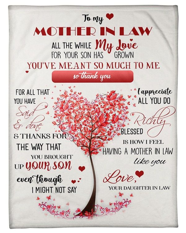 To My Mother In Law You've Meant So Much To Me Fleece Blanket Fleece B