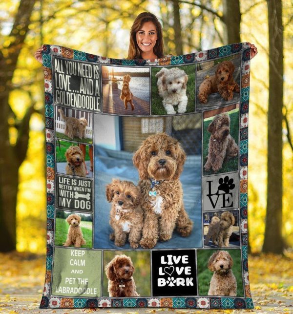 All You Need Is Love And A Goldendoodle Dog Fleece Blanket