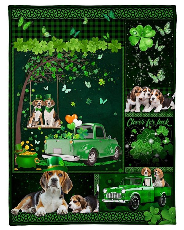 Beagle Truck Irish St Patricks Day Gift For Dog Lover Fleece Blanket