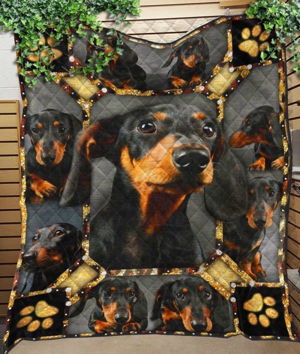 Dachshund Black 3D Gift For Dog Lovers Quilt Blanket