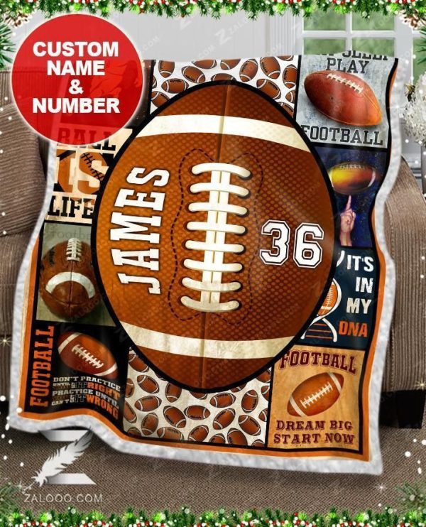 Custom Fleece Blanket - Football - Eat Sleep Play