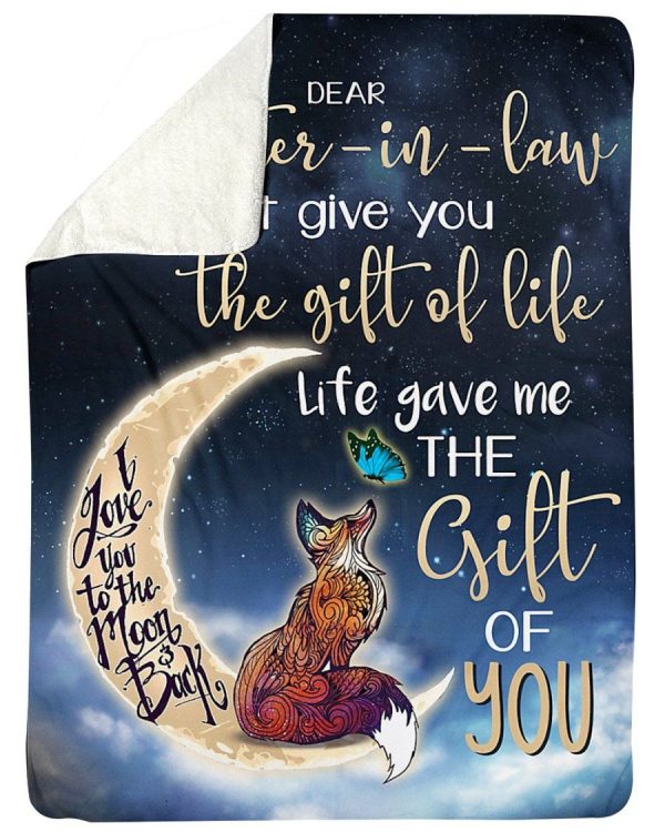 Mom Gift To Daughter In Law Love To The Moon And Back Fleece Blanket