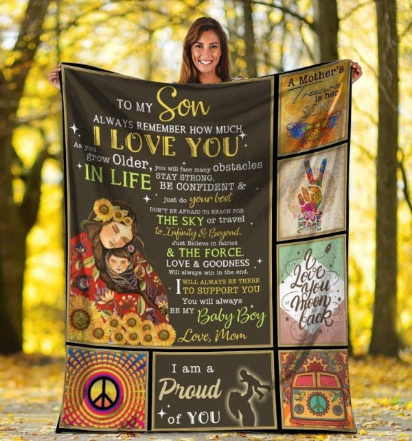 To My Son Always Remember That I Love You Sunflower Fleece Blanket