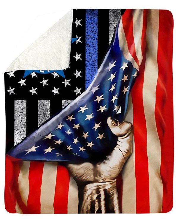 Chicago Police American Flag Fleece Blanket