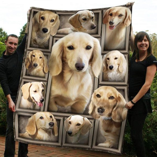 White Cute Dachshund Fleece Blanket Gift For Dog Lovers - Image 3