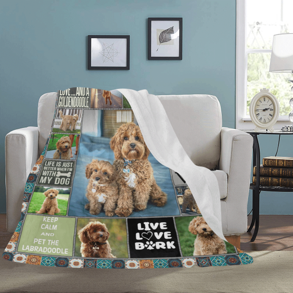 All You Need Is Love And A Goldendoodle Dog Fleece Blanket - Image 3