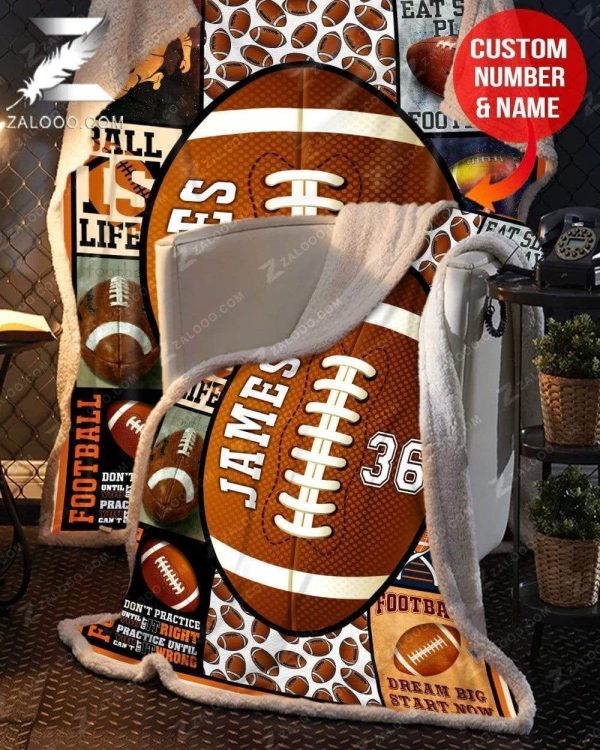 Custom Fleece Blanket - Football - Eat Sleep Play - Image 2