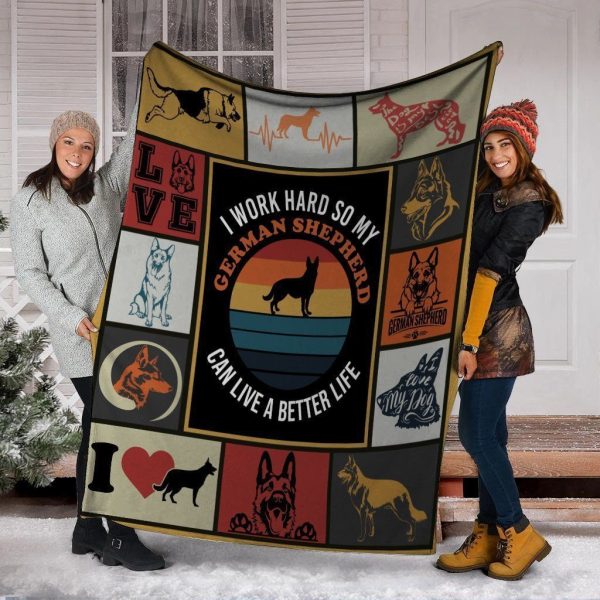 I Work Hard So My German Shepherd Dog Can Get Better Life Fleece Blank - Image 2