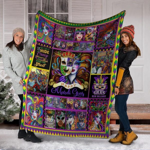 Happy Mardi Gras New Orleans Fleece Blanket - Image 2