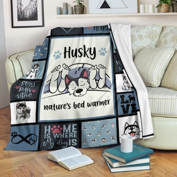 Siberian Husky Nature's Bed Warmer Funny Gift Dogs Lover Fleece Blanke - Image 2