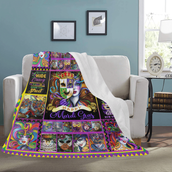 Happy Mardi Gras New Orleans Fleece Blanket - Image 3