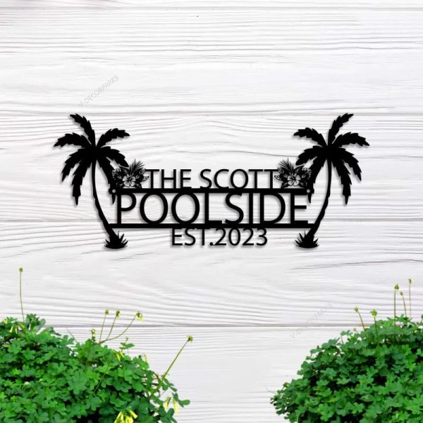 Personalized Led Hibiscus Pool Sign Metal Wall Art, Tropical Home Deco - Image 3