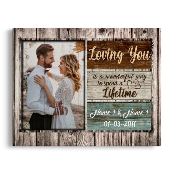 Personalized Canvas Prints Custom Photo, Name And Milestone Date - Loving You Is A Wonderful Way To Spend A Lifetime - Image 8