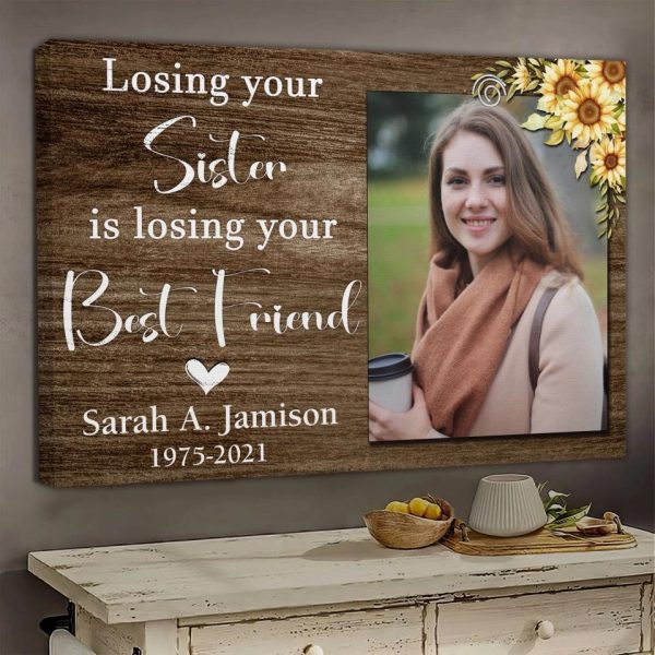 Personalized Canvas Prints Custom Photo And Name - Sister Loss, Sister Memorial Daughter Sister Aunt Loss, Remembrance Dem Canvas - Image 3