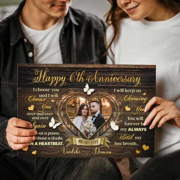 Personalized Canvas Prints, Custom Photo, Gift For Couple, Happy 6th Anniversary Gift For Husband And Wife, I Choose You Dem Canvas - Image 3