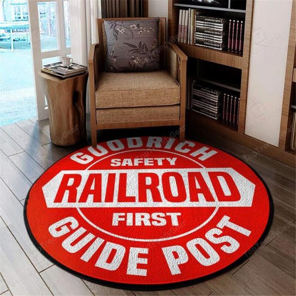 Goodrich Railroad Guide Post Living Room Round Mat Circle Rug - Image 2