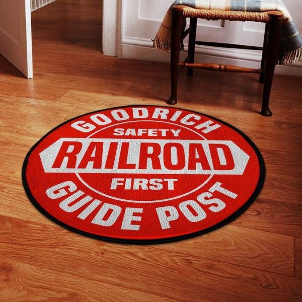 Goodrich Railroad Guide Post Living Room Round Mat Circle Rug