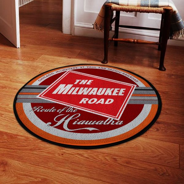 Milwaukeeroad Round Mat Milw Chicago Milwaukee St. Paul And Pacific Railroad Round Floor Mat Room Rugs Carpet Outdoor Rug Washable Rugs