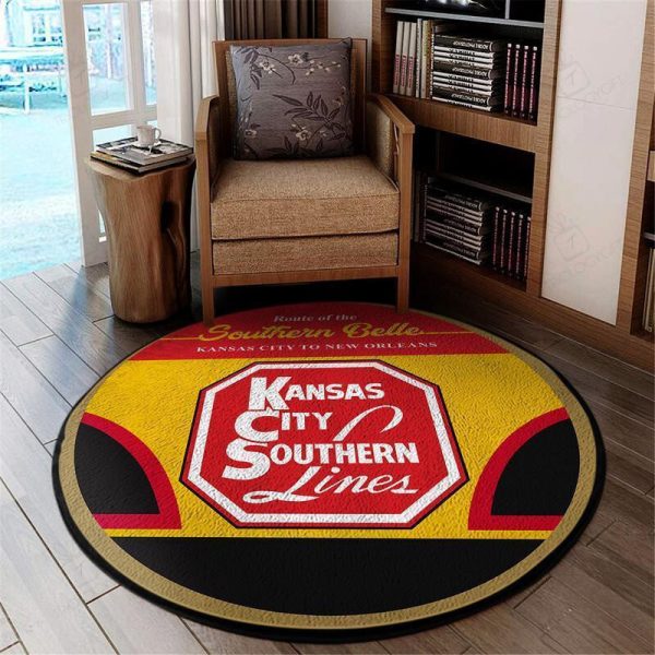 Kansas Round Mat Kcs Kansas City Southern Railway Round Floor Mat Room Rugs Carpet Outdoor Rug Washable Rugs - Image 2