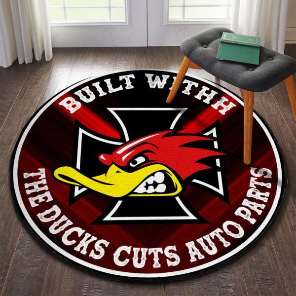 Built With The Ducks Guts Auto Parts Hot Rod Round Mat Round Floor Mat Room Rugs Carpet Outdoor Rug Washable Rugs