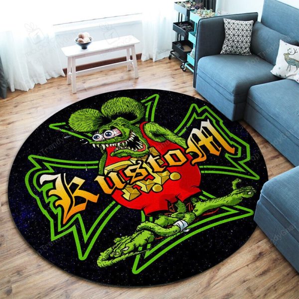 Rat Fink Hot Rod Garage Kustom Kulture Round Mat Round Floor Mat Room Rugs Carpet Outdoor Rug Washable Rugs - Image 2