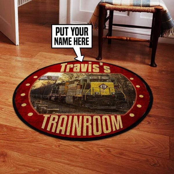 Personalized Erie Lackawanna Railroad Round Mat Round Floor Mat Room Rugs Carpet Outdoor Rug Washable Rugs