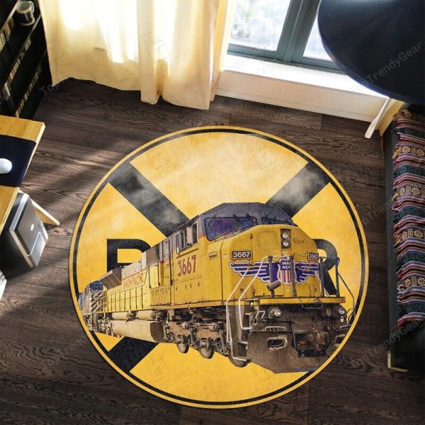 Union Pacific Up Railroad Crossing Round Mat Round Floor Mat Room Rugs Carpet Outdoor Rug Washable Rugs - Image 3