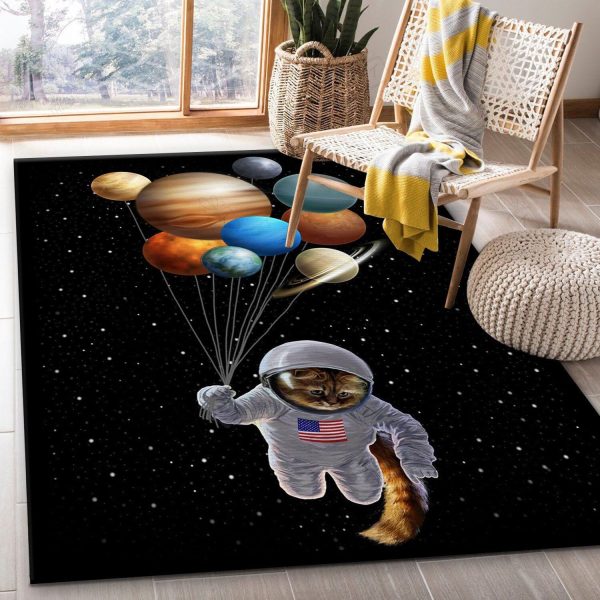 Cat Holding Planet Balloon Area Rugs For Living Room Rectangle Rug Bedroom Rugs Carpet Flooring Gift RS136093|Rosabella Print